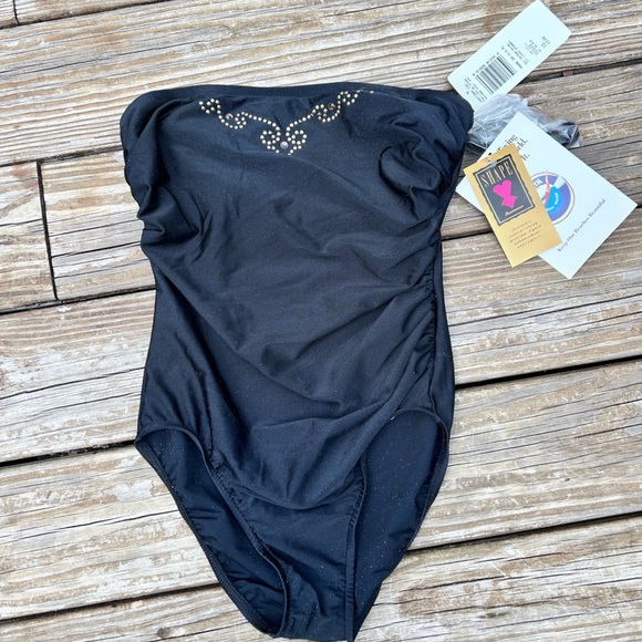 Vintage 1980s Janzen Embellished strapless one pice swimsuit bodysuit - Picture 2 of 10